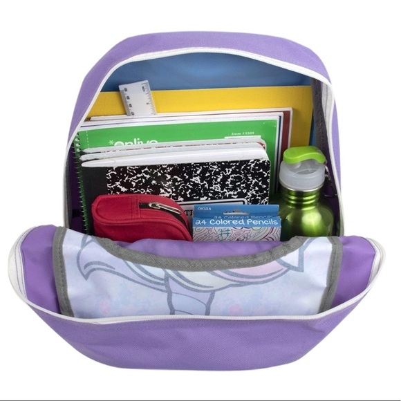 Rainbow Unicorn Backpack Travel School Adjustable Padded Straps Kids Purple Blue - Picture 2 of 8